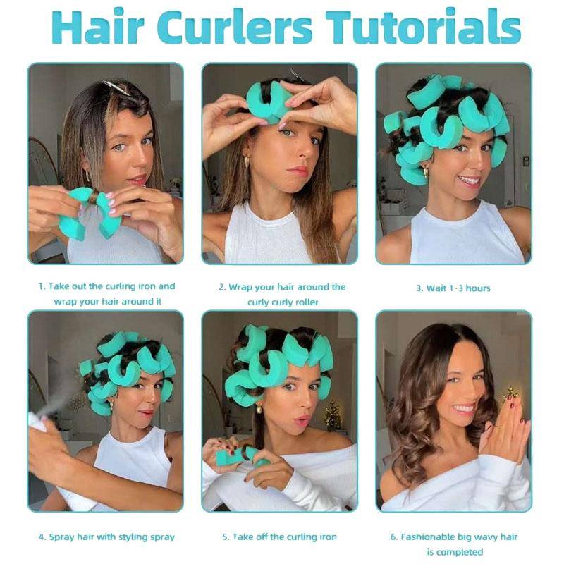 Rouleaux À Cheveux Sans Chaleur 12 Pièces Réutilisables En Mousse - Rouge - Yonis-1