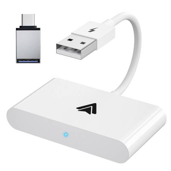 Adaptateur CarPlay Filaire Vers Sans Fil USB USB-C Pour Android 11+ Blanc YONIS