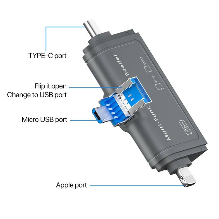 Lecteur De Cartes 7 En 1 USB 3.0 Pour Importer Des Photos Vers Un Téléphone Noir YONIS-2