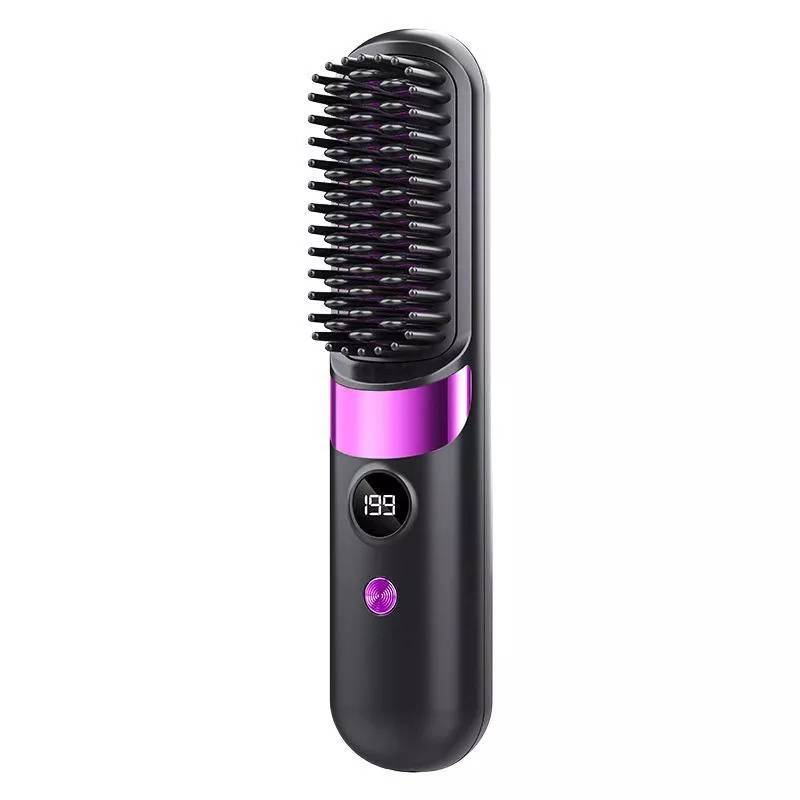 Brosse Lissante Sans Fil avec Ions Négatifs et Chauffe Céramique 4 Températures Violet YONIS-0