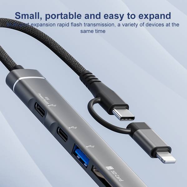 Adaptateur Multiport USB-C 5 en 1 Avec Lecteur de Cartes SD et TF et Ports USB YONIS