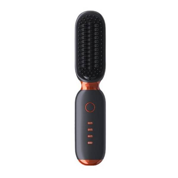 Peigne Lissant Rechargeable à Ions Négatifs Anti Frisottis Chauffe Rapide Rouge YONIS