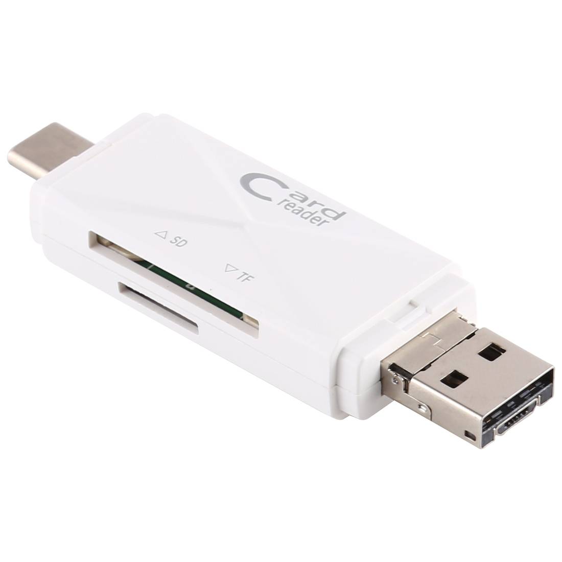 Lecteur De Cartes Mémoire USB 2.0 Multiport USB-C Micro USB SD TF Blanc YONIS-2