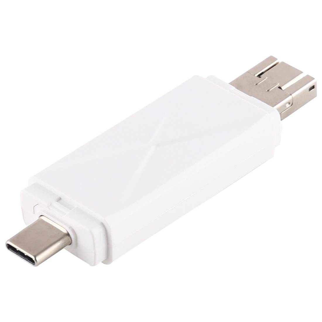 Lecteur De Cartes Mémoire USB 2.0 Multiport USB-C Micro USB SD TF - Blanc - Yonis-1