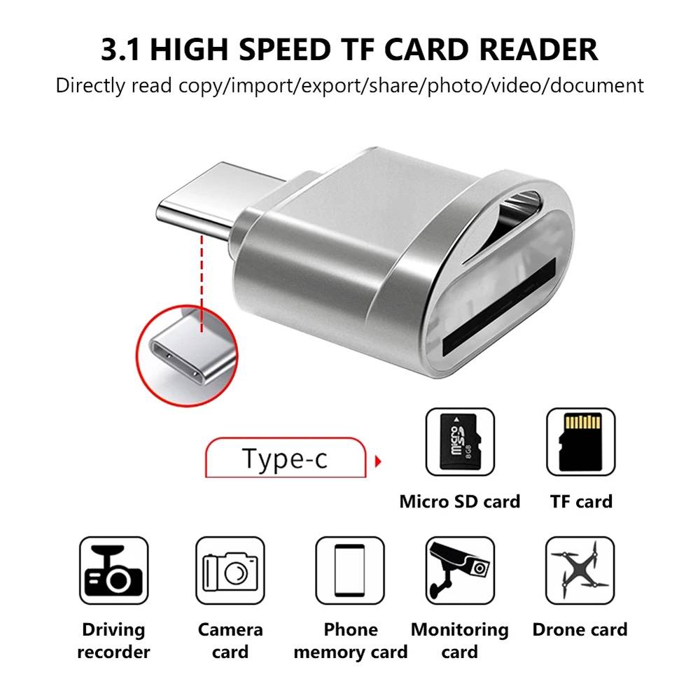 Lecteur de Carte Micro SD USB-C 3.1 Lecture Écriture Compatible OTG YONIS-3
