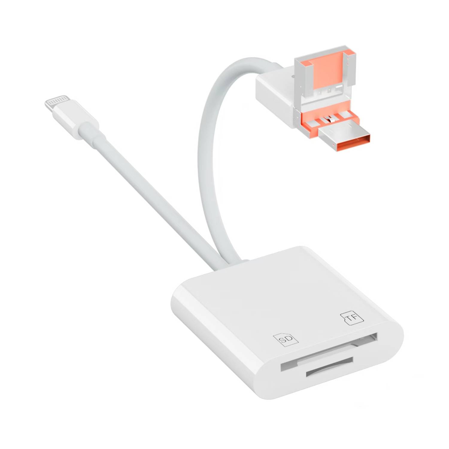 Lecteur de Cartes 3 en 1 USB-C 8 Pin USB-A pour SD TF Lecture Simultanée YONIS-0