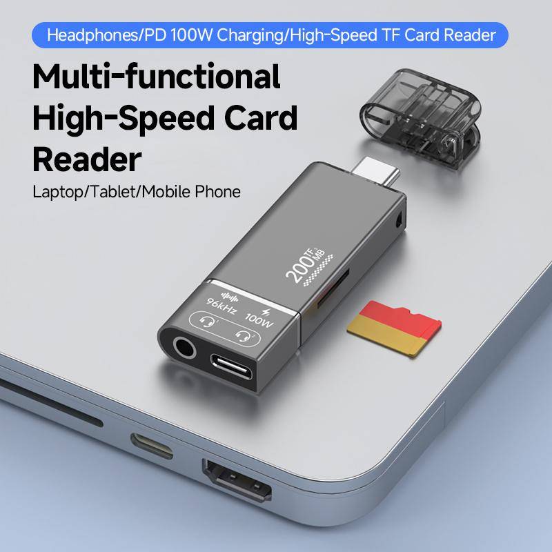 Lecteur De Cartes TF 4 en 1 Type-C 200 Mo/s Avec DAC Et PD 100 W YONIS-0