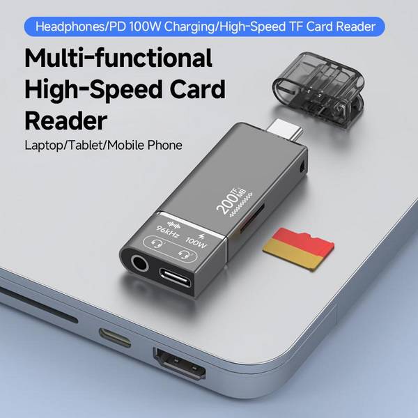 Lecteur De Cartes TF 4 en 1 Type-C 200 Mo/s Avec DAC Et PD 100 W YONIS