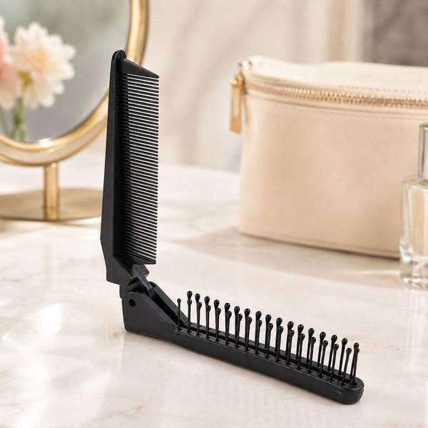 Peigne Pliable Antistatique De Voyage Pour Cheveux Bouclés Noir YONIS