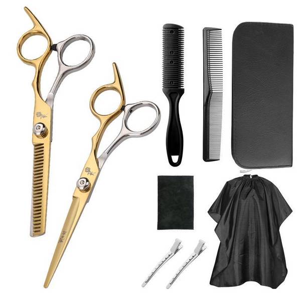 Set De Ciseaux De Coiffure Inoxydables 17 cm Lames Droites Et À Désépaissir YONIS