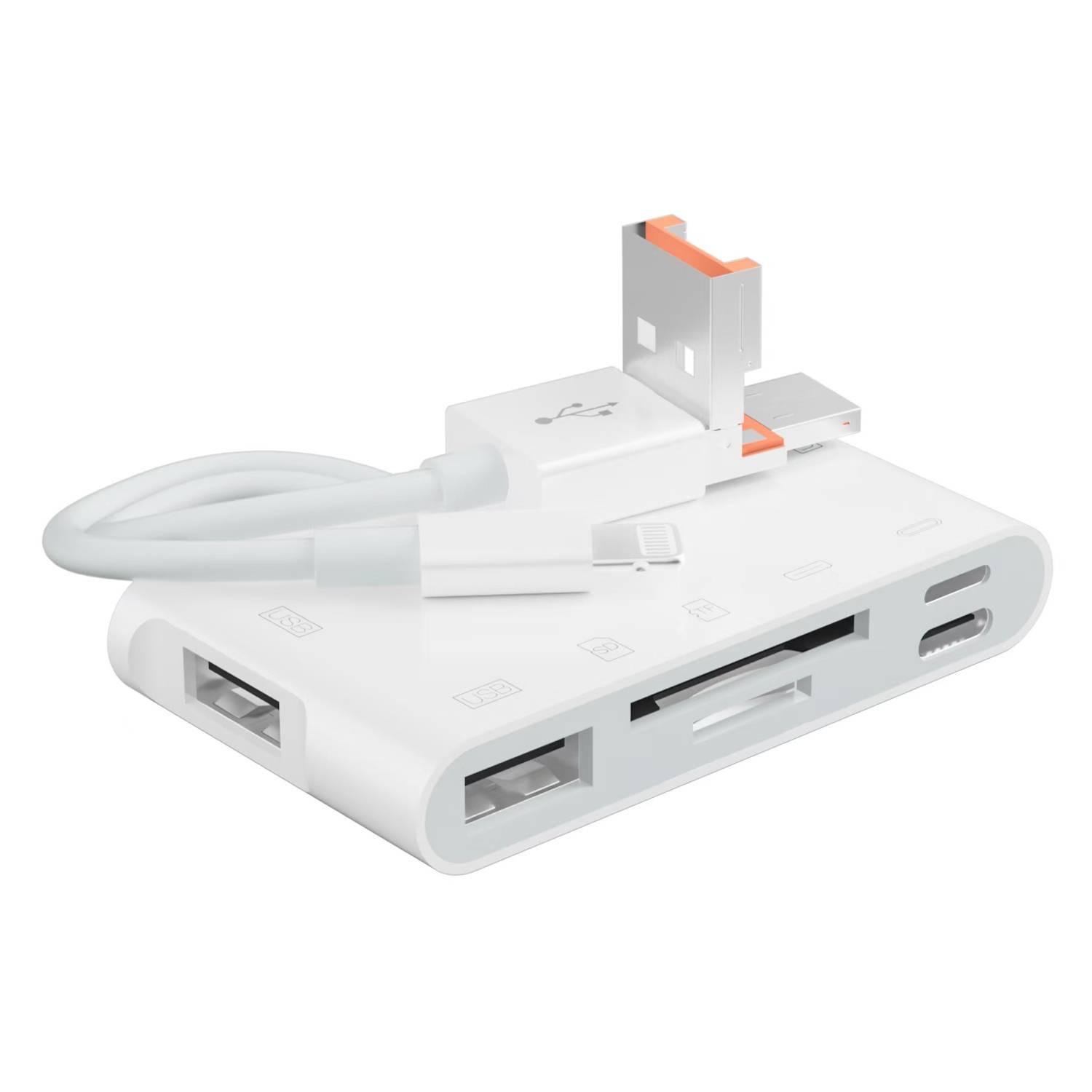 Adaptateur Multifonction 7 En 1 USB-C 8 Pin USB-A TF SD Pour Transfert Photo YONIS-0