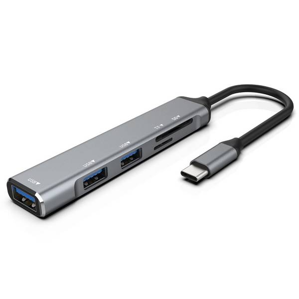 Adaptateur USB-C 5 en 1 avec 3 Ports USB 3.0 et Lecteur de Cartes SD et TF YONIS