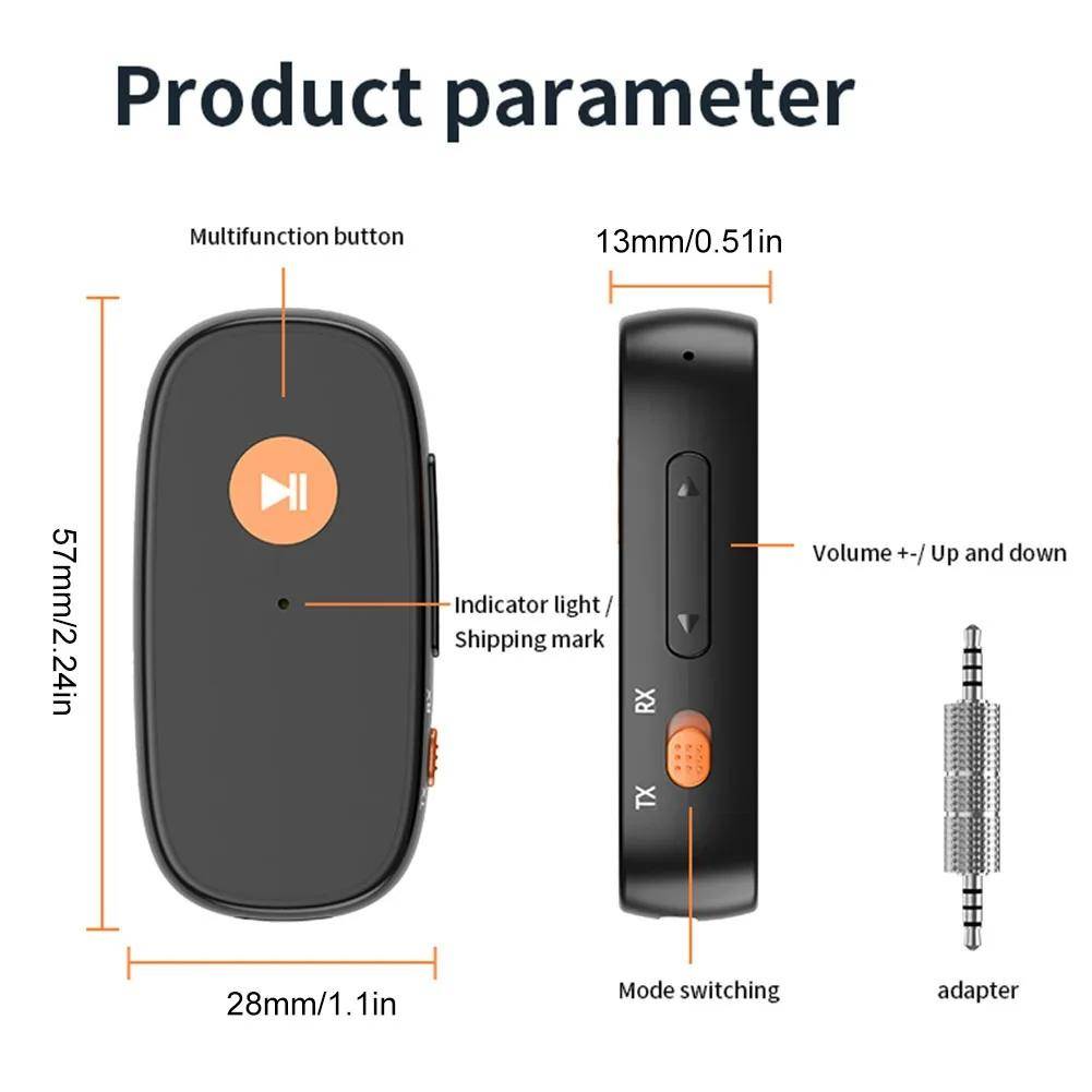Adaptateur Bluetooth AUX Émetteur Récepteur 2-en-1 Appels Mains Libres 15 h YONIS-1