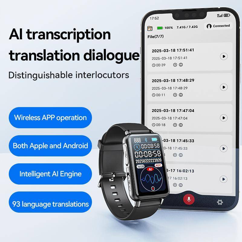 Bracelet Enregistreur Vocal IA Avec Traduction Et Transcription 93 Langues YONIS-1