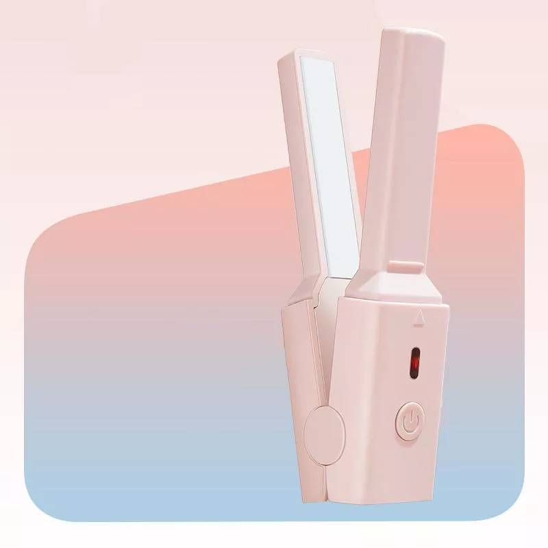 Mini Lisseur Électrique Pour Cheveux Lisses Et Bouclés Chauffe Rapide USB Rose YONIS-0