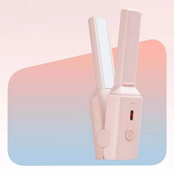 Mini Lisseur Électrique Pour Cheveux Lisses Et Bouclés Chauffe Rapide USB Rose YONIS