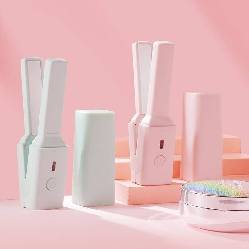 Mini Lisseur Électrique Pour Cheveux Lisses Et Bouclés Chauffe Rapide USB - Rose - Yonis-1