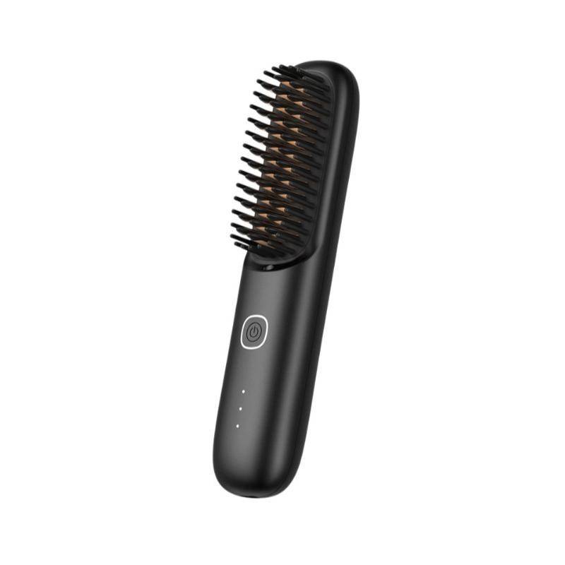 Peigne Lisseur Sans Fil à Ions Négatifs 3 Températures USB Type C - Noir - Yonis-0