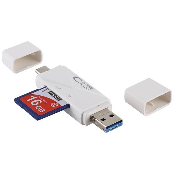 Lecteur de Cartes SD et Micro SD USB 3.0 USB C Lecture et Écriture Simultanées Blanc YONIS