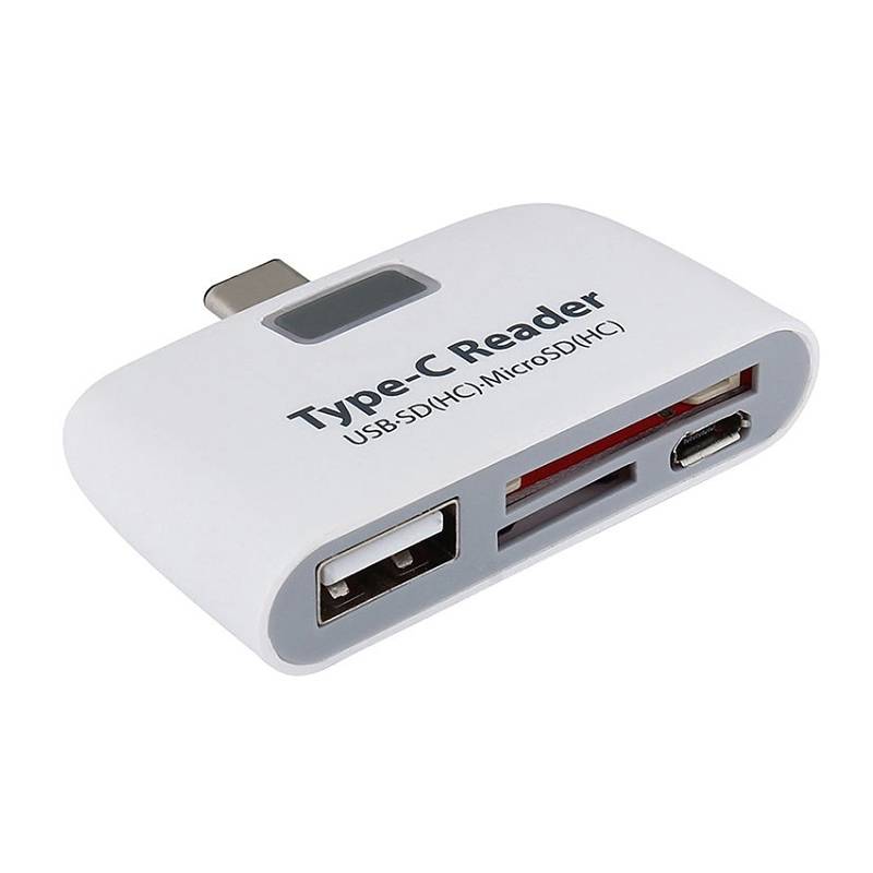 Adaptateur USB-C Lecteur de Cartes SD TF avec Hub USB et Voyant LED Blanc YONIS-0