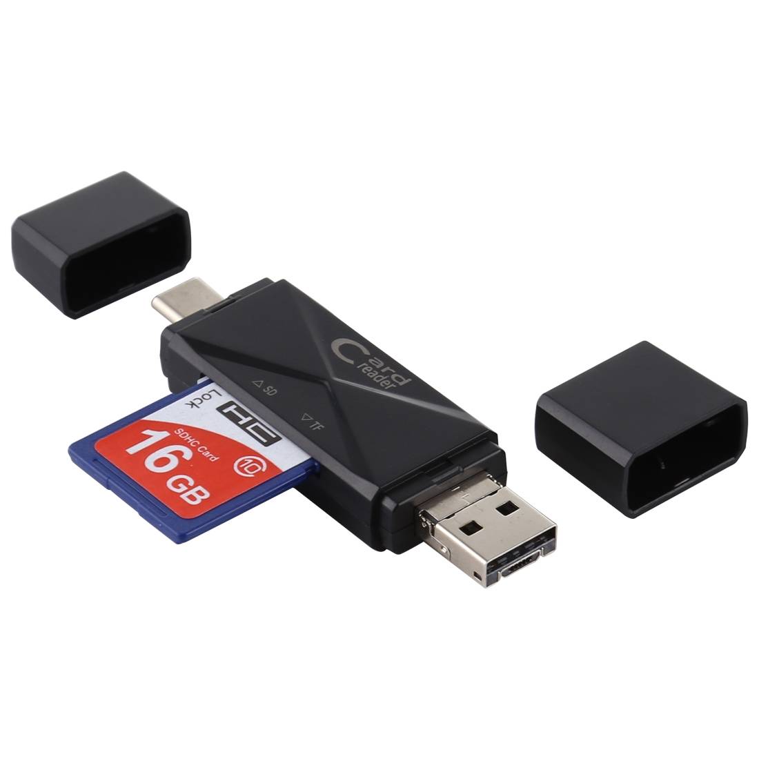 Lecteur De Cartes Mémoire USB 2.0 Multiport USB-C Micro USB SD TF Noir YONIS-0