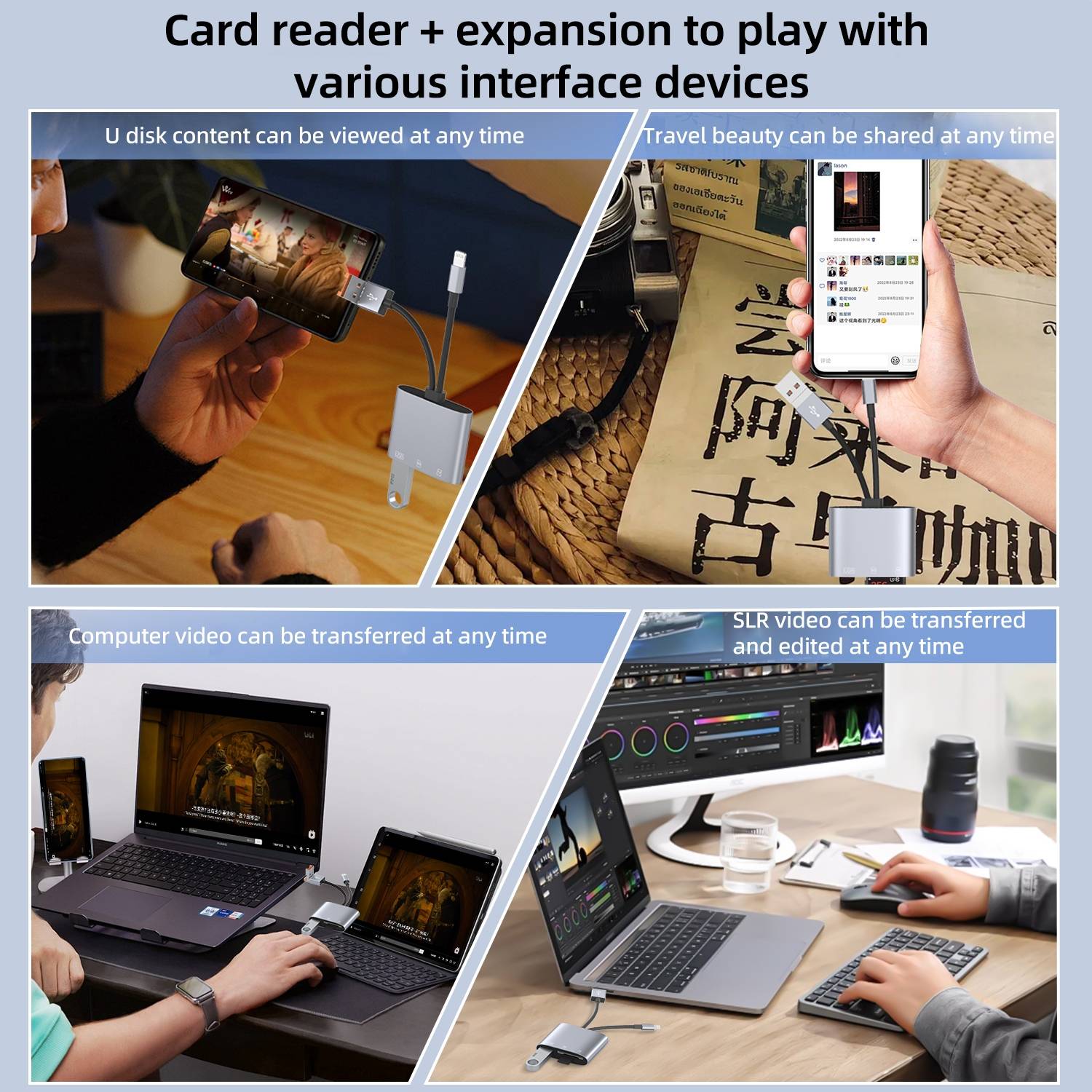 Lecteur De Cartes 3 En 1 USB-C USB-A 8 Broches SD TF Moins De 1 To YONIS-3