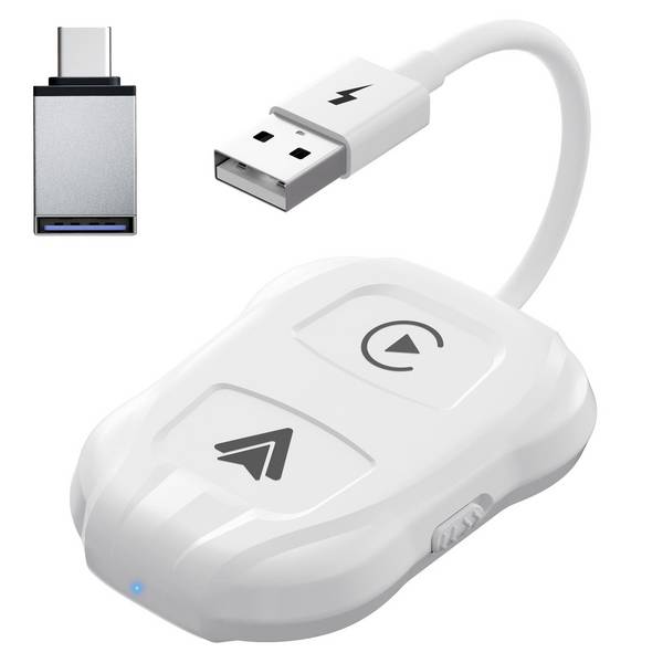 Adaptateur CarPlay Android Auto Filaire Sans Fil USB USB-C Sans Application Blanc YONIS