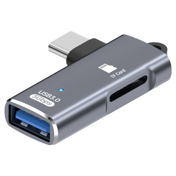 Adaptateur OTG Type-C Lecteur de Carte TF USB 3.0 5 Gbit/s Gris YONIS