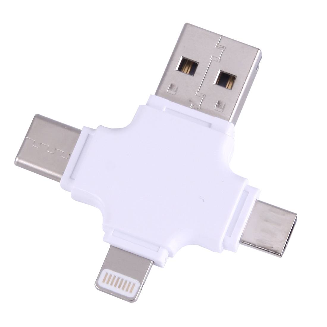 Lecteur De Carte TF 4 En 1 USB-C Micro USB USB 2.0 8 Pin OTG Blanc YONIS-1