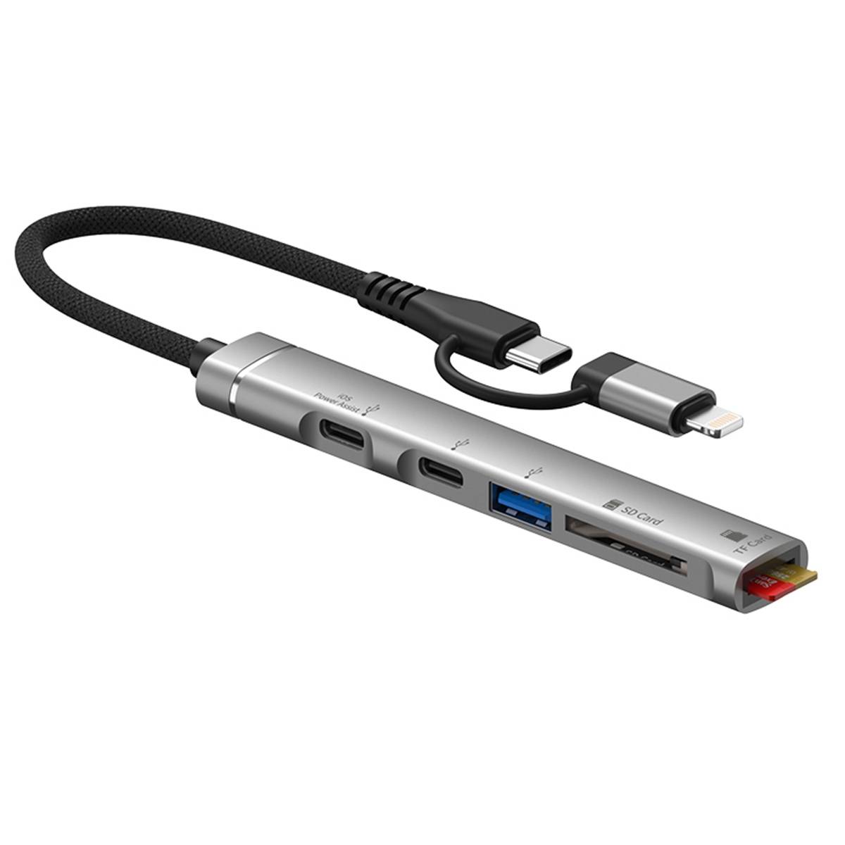 Adaptateur Multiport 5 En 1 USB-C 8 Pin Avec USB-C USB SD TF YONIS-0