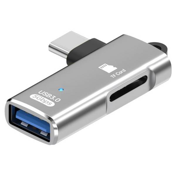 Adaptateur OTG Type-C Lecteur de Carte TF USB 3.0 5 Gbit/s Argent YONIS