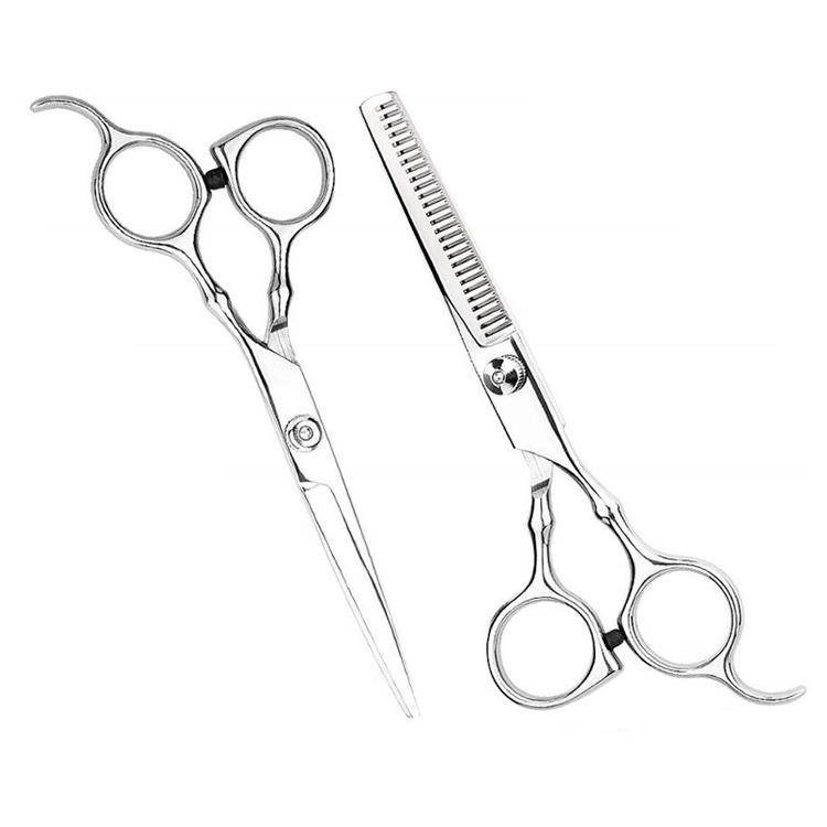 Kit de 2 Ciseaux de Coiffure de Coupe et d'Effilage en Acier Inoxydable - Argent - Yonis-0