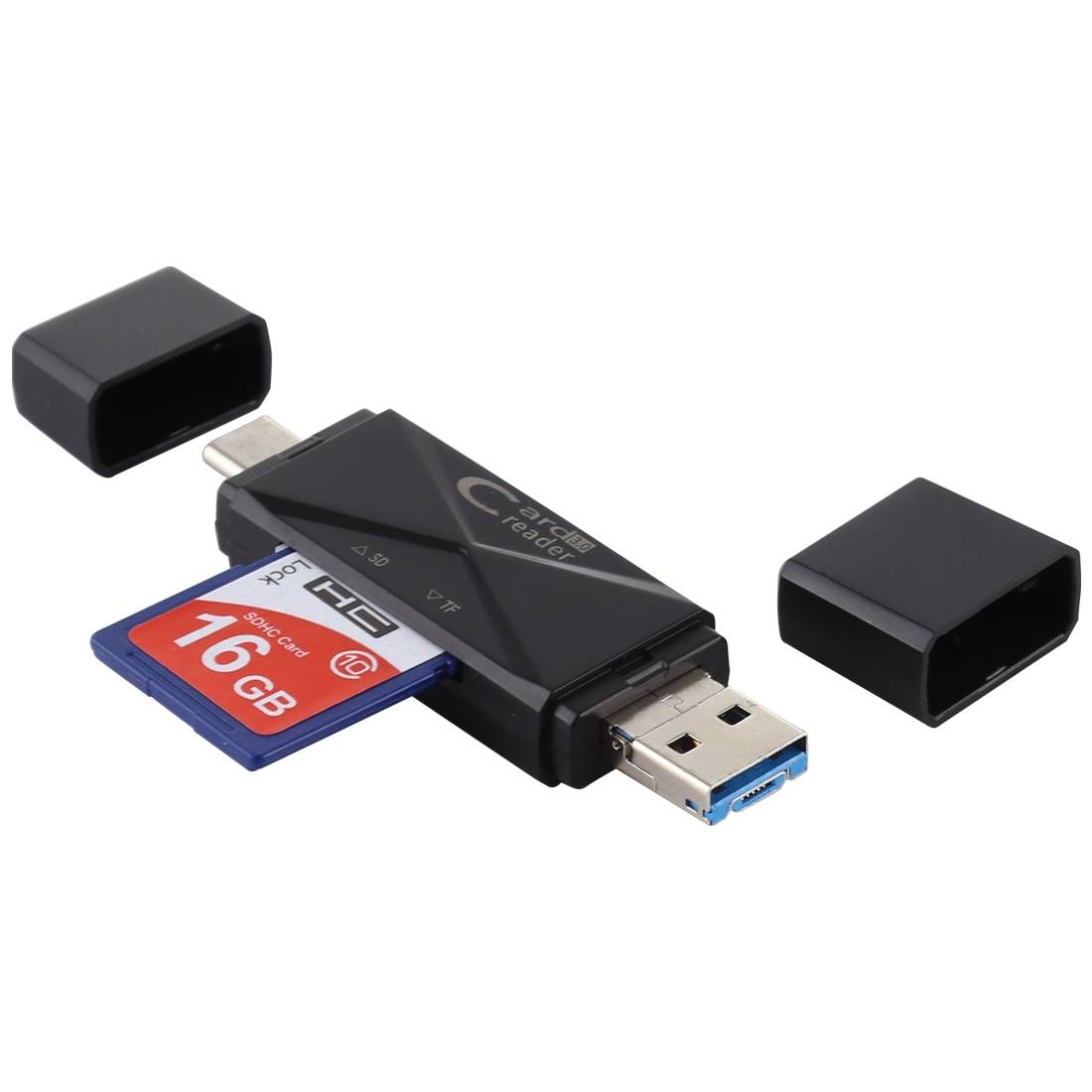 Lecteur de Cartes SD et Micro SD USB 3.0 USB C Lecture et Écriture Simultanées Noir YONIS-0