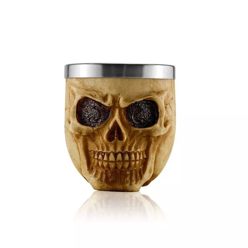 Blaireau Et Bol De Rasage Tête De Mort Résine Mousse Dense Acier Inoxydable YONIS-0