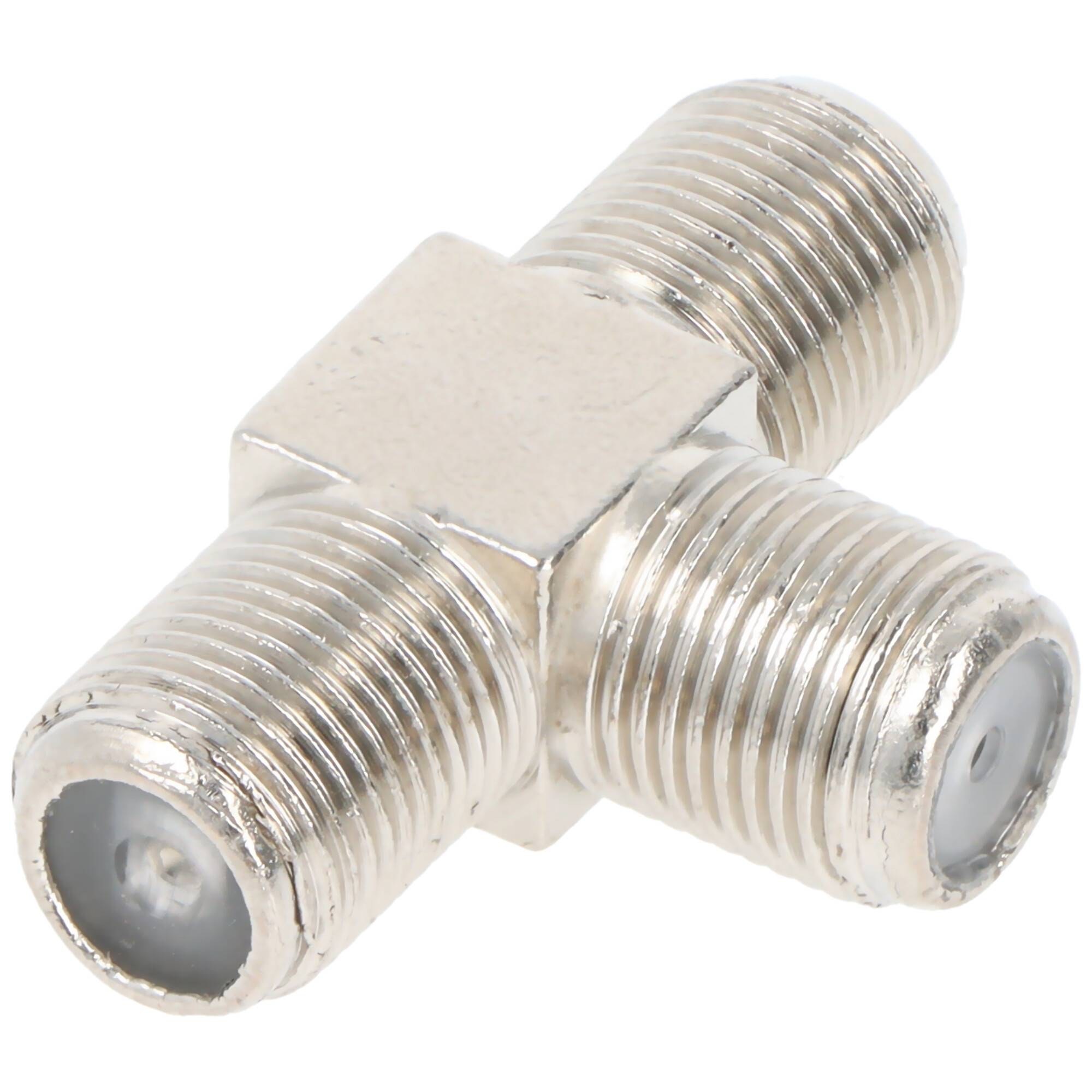 Adaptateur Goobay F, pièce en T : douille F > douille double F - douille d'adaptation en zinc-1