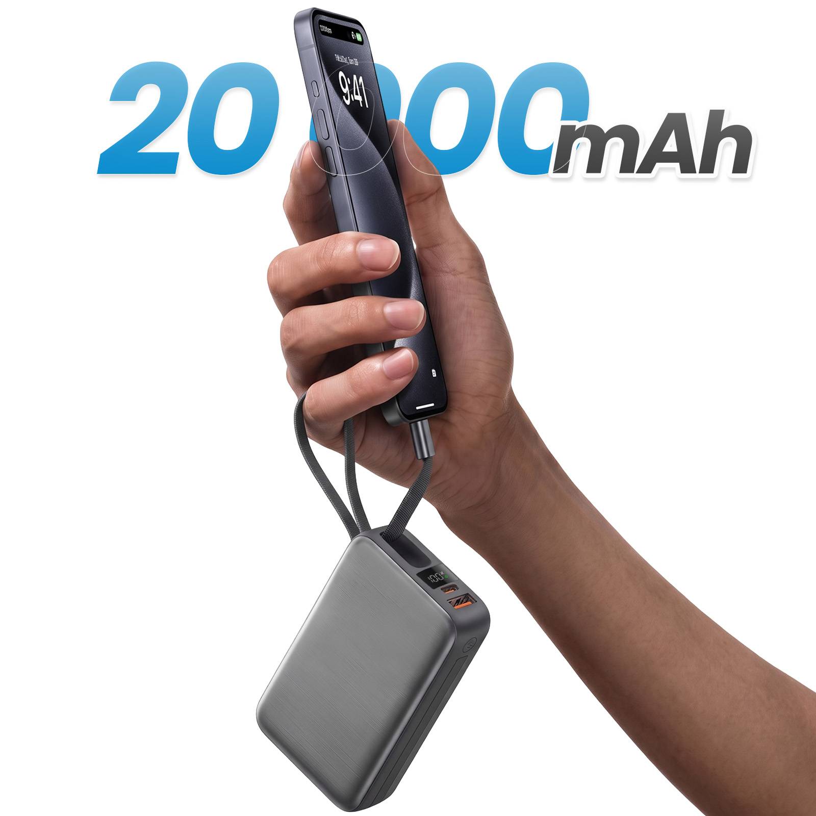PowerBank 20000mAh 22.5W USB-C / USB-A avec Câble USB-C / Lightning Dragonne-3