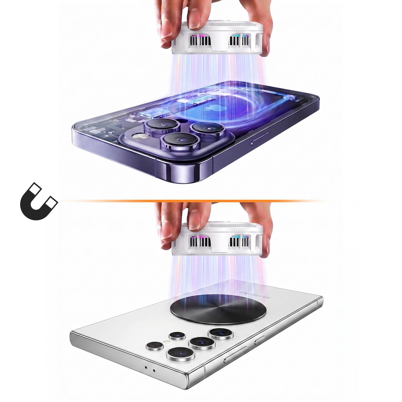 Refroidisseur Magnétique pour Smartphone Rétroéclairé avec Pince Amovible-2