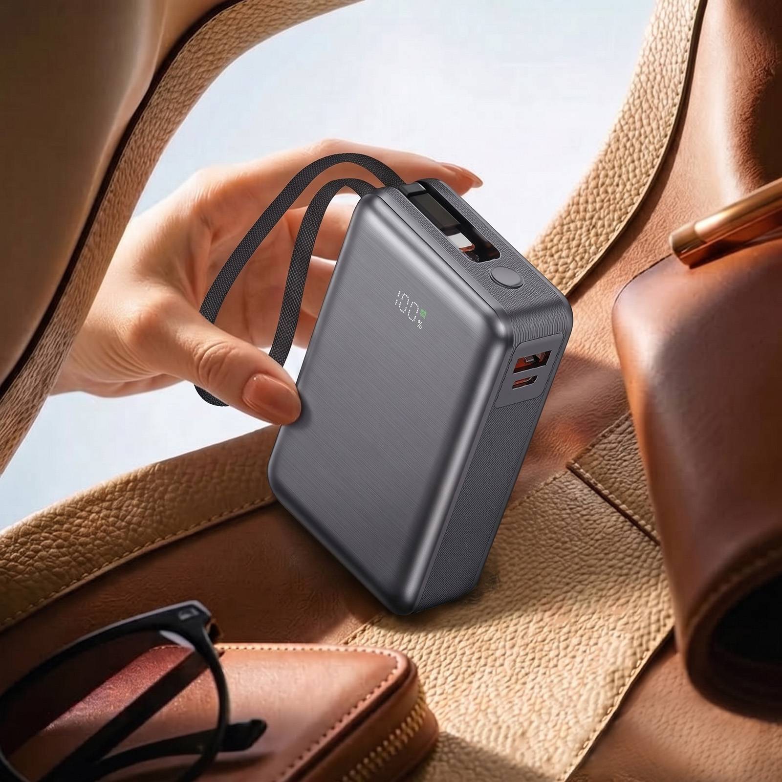 PowerBank 20000mAh 65W Double Port USB avec Câble Dragonne USB-C Intégré-4