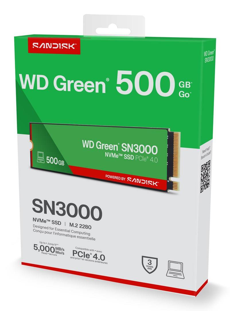 WD Green SN3000 NVMe SSD 500Go M.2 2280 POWERED BY SANDISK-2