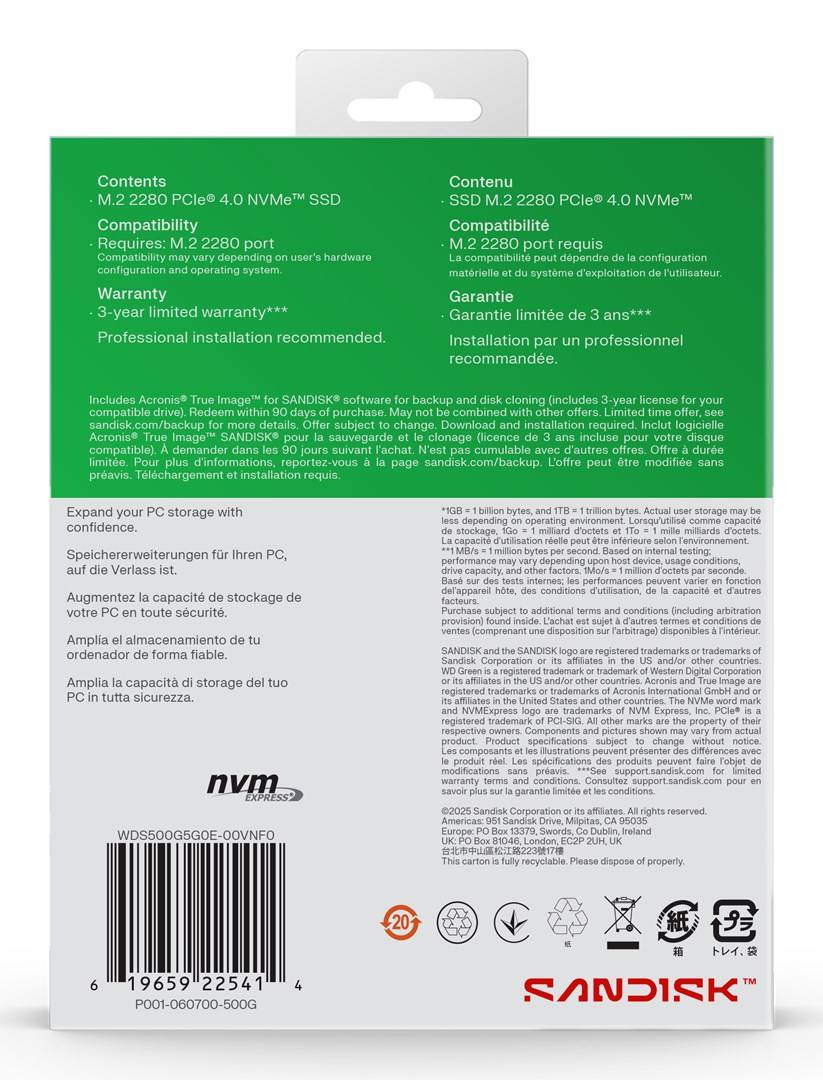 WD Green SN3000 NVMe SSD 500Go M.2 2280 POWERED BY SANDISK-3