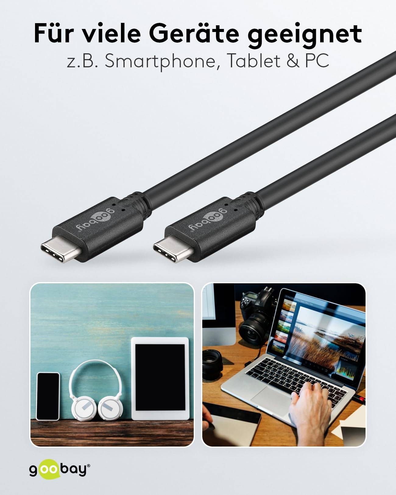 Câble de charge USB-C, câble USB 3.2 Gen 1, câble de charge USB-C vers USB-C, 60 W, noir 1 m-5