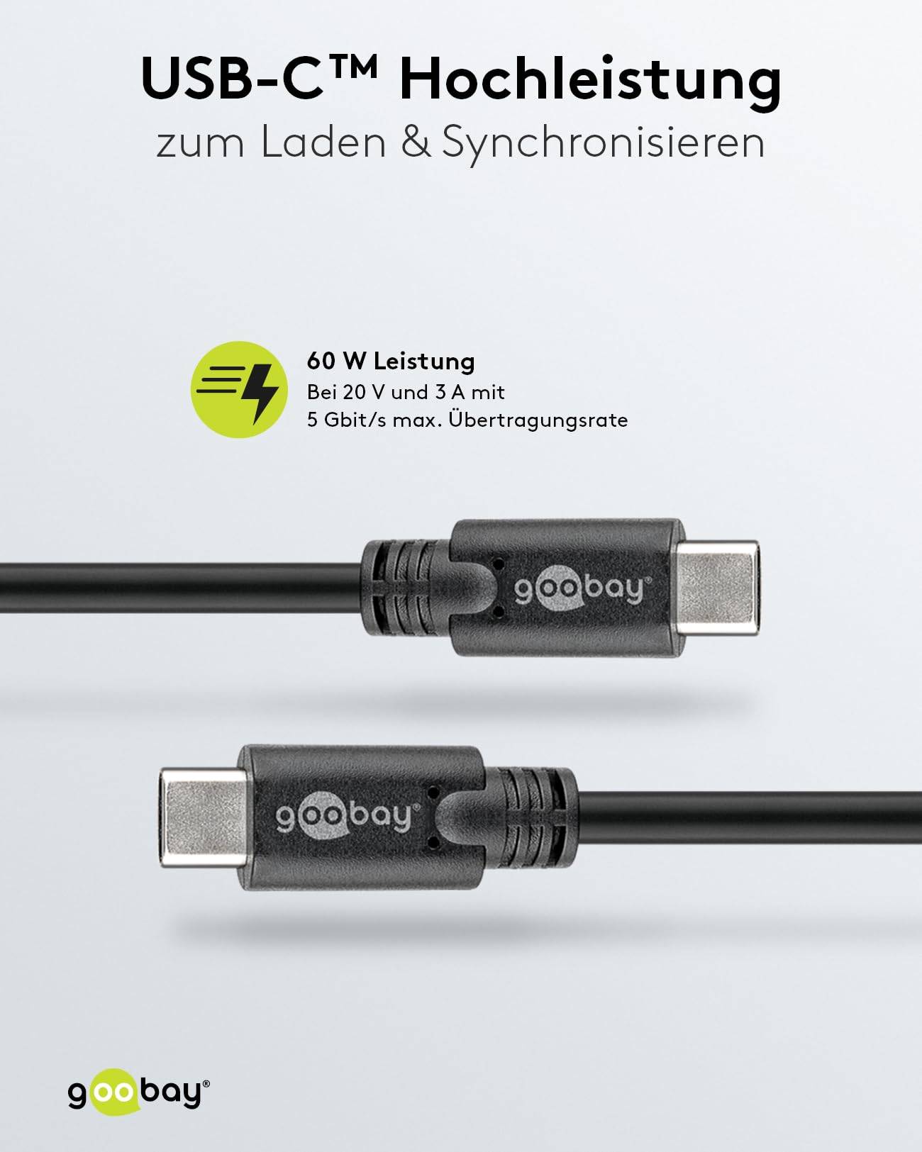 Câble de charge USB-C, câble USB 3.2 Gen 1, câble de charge USB-C vers USB-C, 60 W, noir 1 m-3