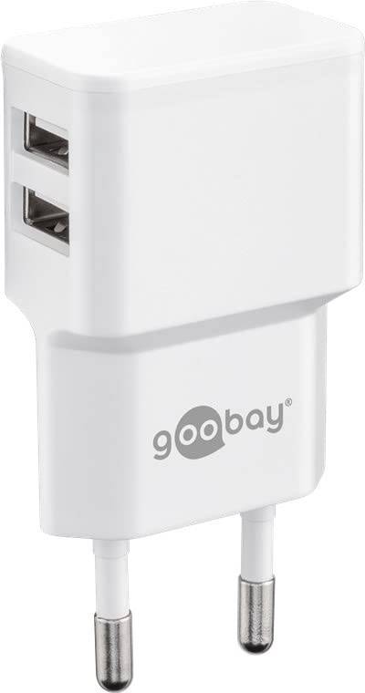 Kit de charge double Goobay USB-C™ 2,4 A - bloc d'alimentation avec 2 prises USB et câble USB Type-C™ 1 m (blanc)-3