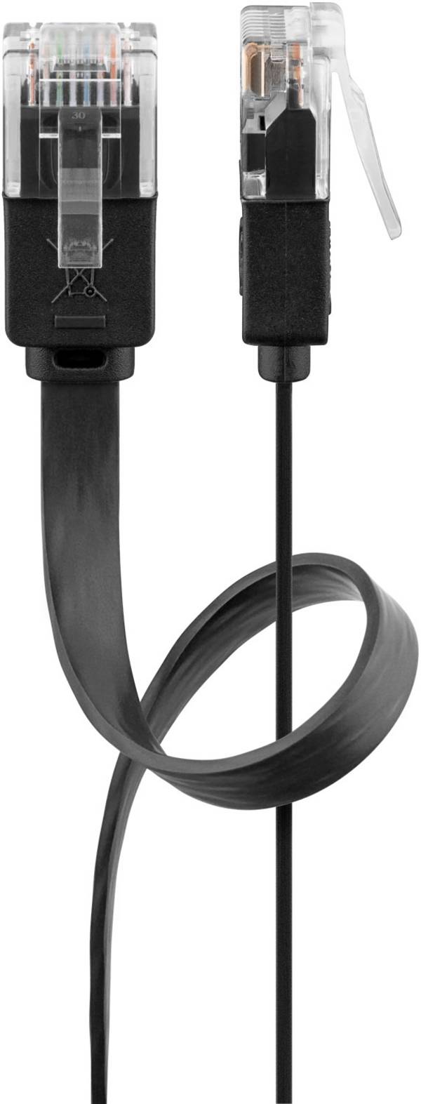 Câble patch plat Goobay CAT 6, U/UTP, noir 20 m