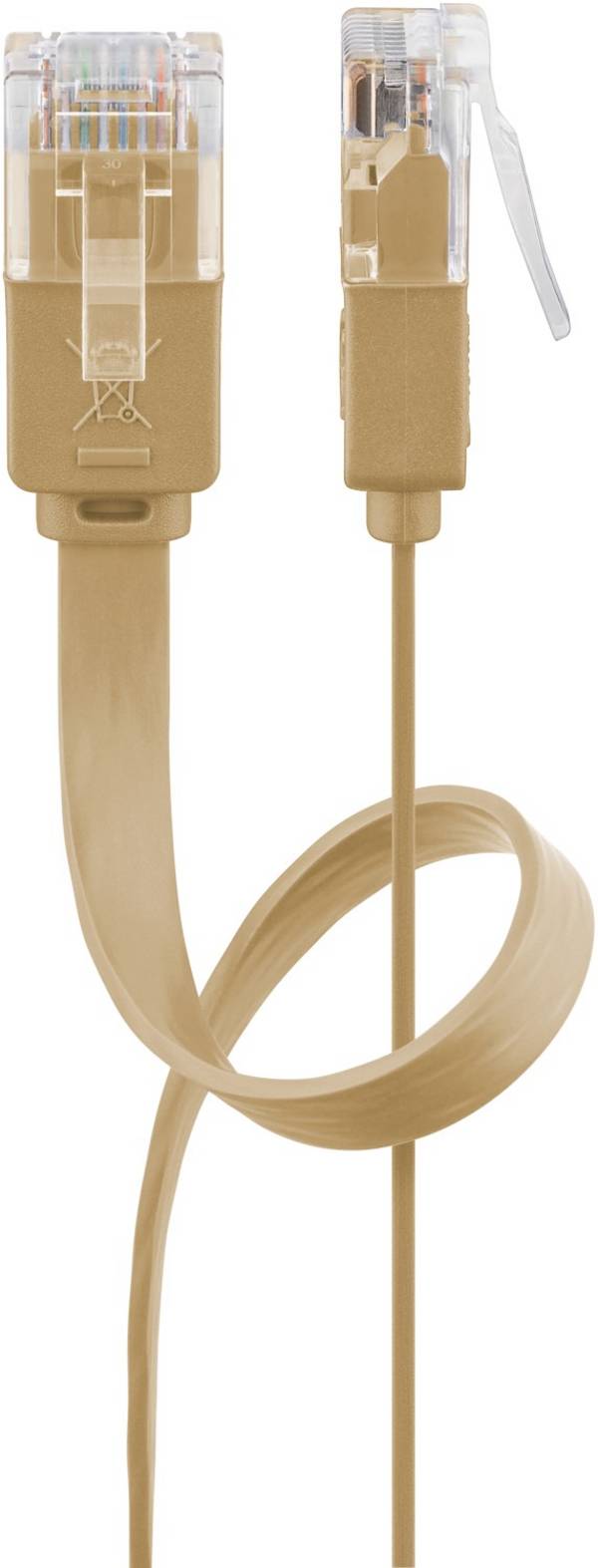 Câble patch plat Goobay CAT 6, U/UTP, marron clair 3 m
