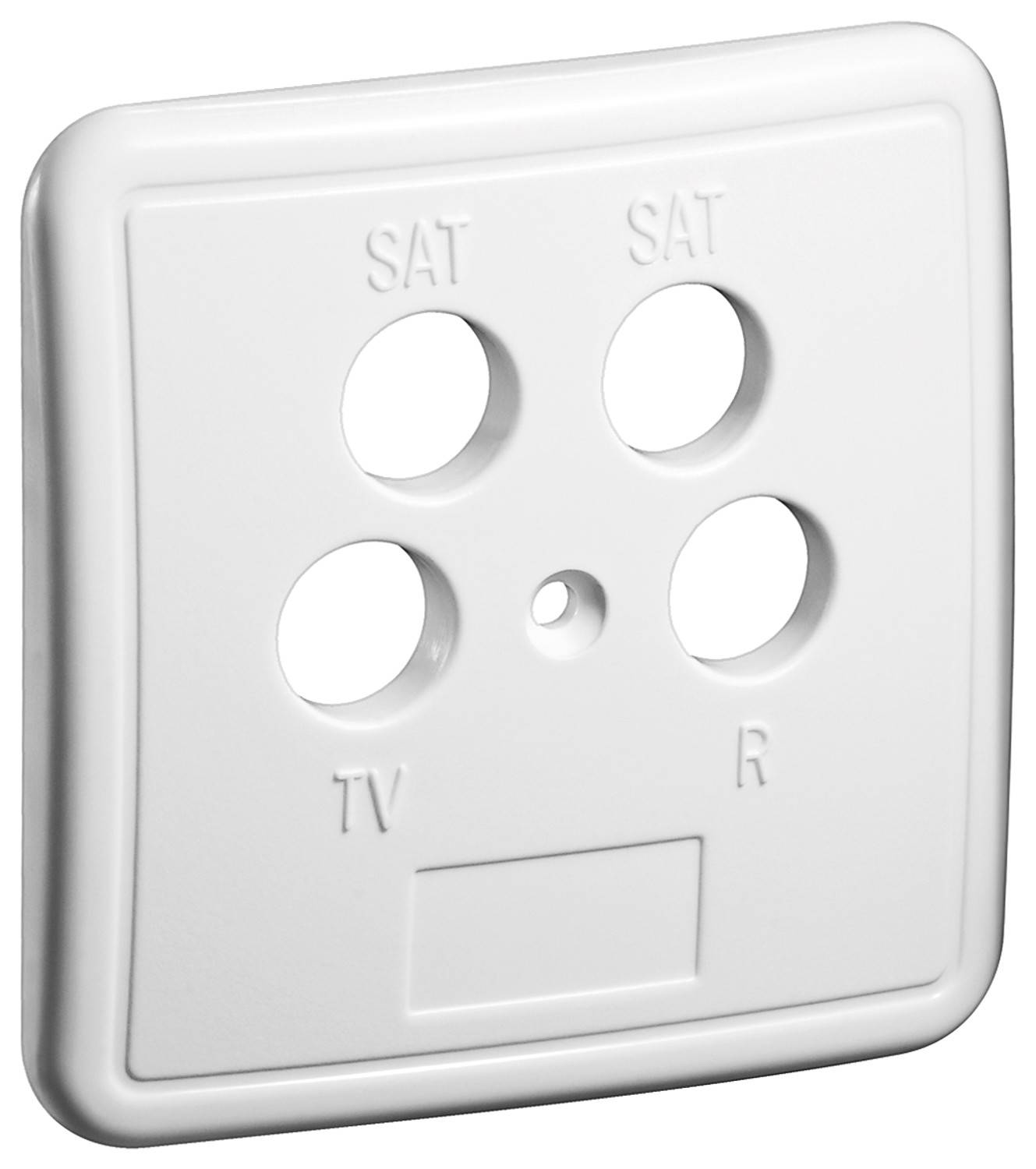 Couvercle Goobay 4 trous pour prises d'antenne - couvercle avec vis de fixation et étiquette pour TV, satellite et radio