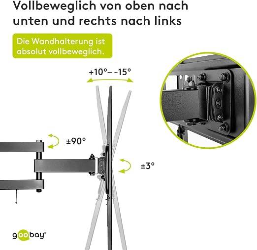 Support TV mural Goobay Basic FULLMOTION (L) - support pour téléviseurs de 37 à 70 pouces (94-178 cm), entièrement...-2
