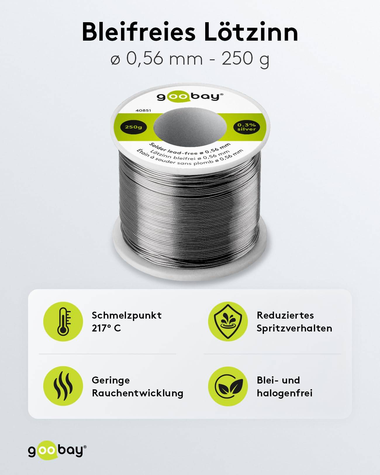 Goobay LZ 0.56mm 250g - bleifrei - Essential Étain à souder bobine Sn99,3Cu0,7 250 g 0.56 mm-1