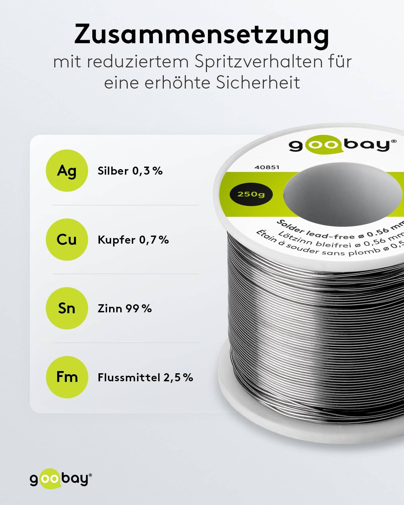 Goobay LZ 0.56mm 250g - bleifrei - Essential Étain à souder bobine Sn99,3Cu0,7 250 g 0.56 mm-2