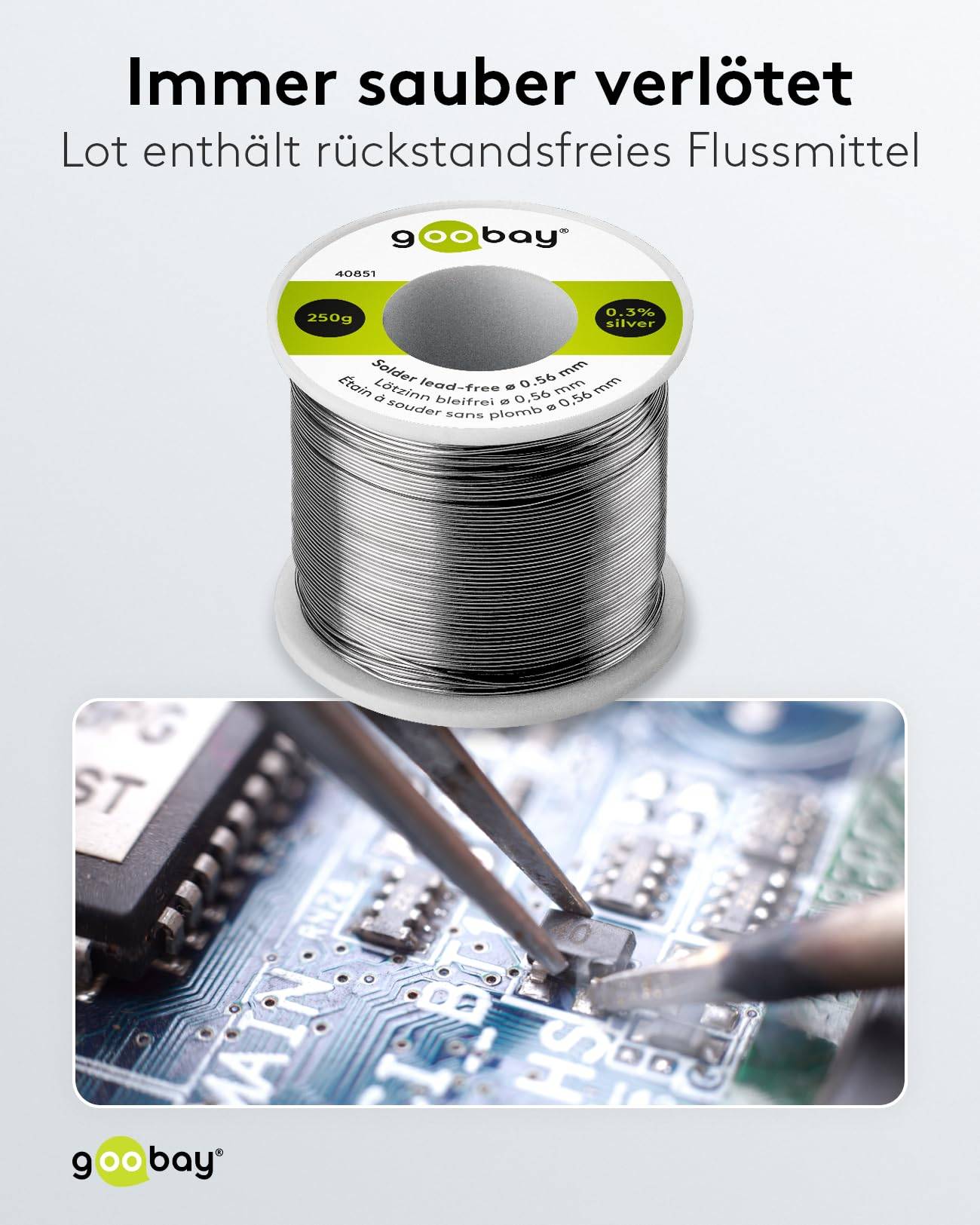 Goobay LZ 0.56mm 250g - bleifrei - Essential Étain à souder bobine Sn99,3Cu0,7 250 g 0.56 mm-4